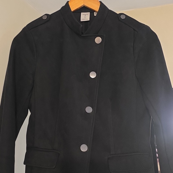 Tristan Black Buttoned Trench Coat - Picture 2 of 4